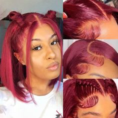 PRICES MAY VARY. 💖【Burgundy Bob Wig Human Hair Material】9A Grade 100% unprocessed brazilian virgin human hair wigs lace front wigs, cut from young donor directly, soft, clean and comfortable against skin, can Middle Part or Free Part. 💖【13x4 Straight Bob Wig Human Hair Lace】Transparent lace front wigs human hair wigs, pre plucked natural hairline with baby hair around, soft & durable. It is suitable to wear in any occasions. 💖【Short Bob Burgundy Wig Quality】13x4 99j burgundy straight short bo Burgundy Bob Wig, Burgundy Bob, Honey Hair Color, Bob Cut Wigs, Human Hair Wigs Blonde, Corte Bob, Bob Lace Front Wigs, Natural Human Hair, Brazilian Remy Hair