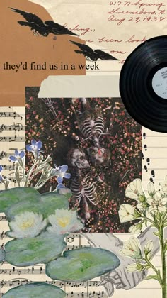 an altered collage with music and flowers