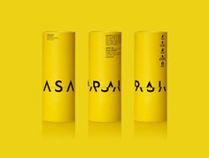 three yellow canisters with black letters on the bottom one says asa and the other says rah