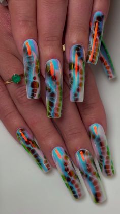 Fariha Ali | Hyponosis Chrome || it is fairly simple with maximum visuals…my ideal nailart type || @kokoistusa Sticky Base, @orlyplus Builder in a… | Instagram Trippy Nails Acrylic, Water Effect Nails, Weird Nail Designs, Nail Ads, Builder In A Bottle, Blooming Gel, Fruit Nail Art, Chrome Nail Art, Airbrush Nails