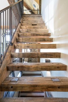 the stairs are made out of wooden planks