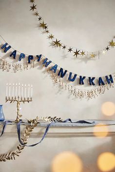 Hanukkah Décor and More | AnthroLiving Pink Hanukkah Aesthetic, Hannukah Diy Decor, Hannukah Table Decorations, Christmas Hanukkah Decorations, Hanukkah Christmas Decorations, Hanukkah And Christmas Together, Jewish Holiday Decorations, Hanukkah Decor Ideas, Hannukah Party Ideas