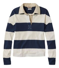 A true classic, inspired by the traditional rugby and perfectly relaxed. Made from crisp, thick cotton, it's also a great alternative to a sweatshirt. Relaxed Fit: Our most generous fit sits farthest from the body. Falls at hip. 100% cotton. Machine wash and dry. Woven collar and distinctive buttonless placket. Imported. Fit: Relaxed Fit | Women's Signature Original Cotton Rugby Polo Collar Shirts Women, Sherpa Lined Hoodie, Womens Knit Tops, Polo Women, Rugby Polo, Matching Sweaters, Womens Sweatshirts Hoods, Sailing Outfit, Loose Tops