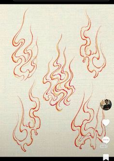 an image of some fire flames on a white background with two people in the middle