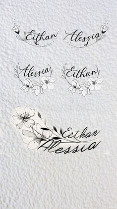 some type of calligraphy with flowers and leaves on it royalty images for logos, emblems