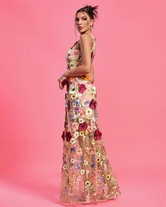 Printed Fashion Strap Off Shoulder Slim Long Dress 2023 Elegant Sleeveless Tight Flower Decorated Garden Formal, Slim Long Dress, Mesh Embroidery, Printed Fashion, Floral Applique, Bandage Dress, Stunning Dresses, Floral Lace, Fashion Prints