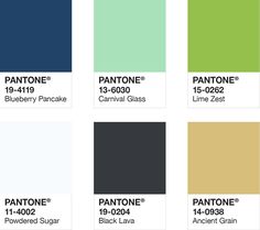 pantone's color swatches with the names and colors