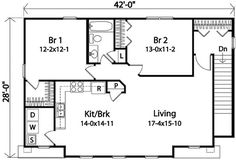 the floor plan for a two story house with an upstairs living room and kitchen area