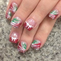 Elf On The Shelf Nails Designs, Christmas Nails Elegant Holidays, Christmas Gel Nails Simple, Nail Christmas Designs, Christmas Design Nails, Heart Nails Design, Christmas Nails Art, Christmas Nails Designs