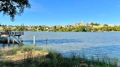 there is a boat dock on the water