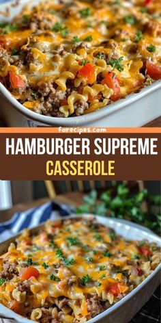 this hamburger supreme casserole is loaded with ground beef and cheese