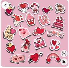 Cut Stickers Printable, Cut Printable Stickers, Sticker Theme Ideas, Cute Love Stickers Printable, Hearts Stickers Printable, Printable Love Stickers, Love Stickers Printables Scrapbooking, Love Stickers Printable, Sticker Album Diy