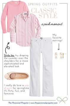 Lisa Vidal, Pink Spring Outfits, Boat Outfit, White Culottes, Female Jeans, Spring Outfit Idea, Mule Flats, Preppy Spring, Looks Jeans