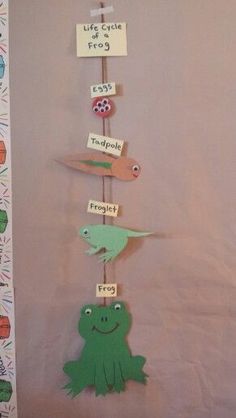 there is a paper tree with animals hanging from it's sides and words written on them