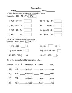 the worksheet for rounding numbers in order to find which number is on each side