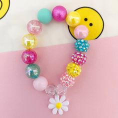 Daisy Charm Bracelet - 3 Size Options, Shop Sweet Lulu Rainbow Mermaid, Daisy Charm, Spring Accessories, Acrylic Charms, Kids Jewelry, Big Kid, Acrylic Beads, Big Kids, Jewelry Shop