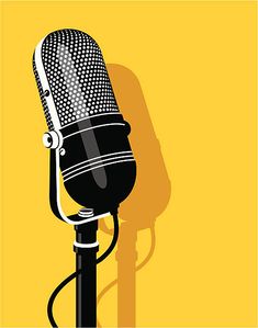 a black microphone on a yellow background