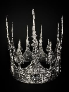 Gothic Crown Unisex Silver plastic Persephone Iron Crown, Crowning Aesthetic, Crowns For Queens, Gothic Crown Diy, Silver Crown Aesthetic, Lightning Crown, Hades Crown, Crown Concept Art, Fantasy Crown Queens