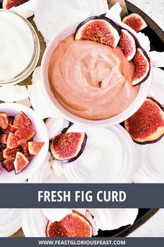 fresh figs are served in bowls with dip