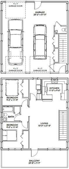 two story house plans with garage and living room