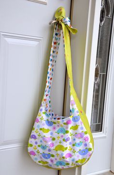 a purse hanging on the front door