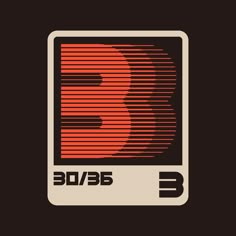 an old style logo with the letter b in red and orange on a black background