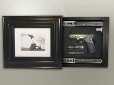 Hidden Storage Photo Frame for Gun and Valuables 15-1/2 x 13-1/2 with Magnetic Lock. Hidden Storage Kaizen Foam, Magnetic Lock, Secret Compartment, Storage Furniture, American Flag