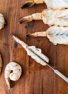 several different types of food on a wooden table