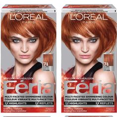 2x L'oreal Paris Feria # 74 Deep Copper Blonde Hair Color Dye Shimmering New Brand New Hard To Find. Hair Color Gloss, Feria Hair Color, Copper Blonde Hair Color, Highlights Hair Color, Peach Hair Colors, Copper Blonde Hair, Clear Hair, Copper Blonde, Dyed Red Hair