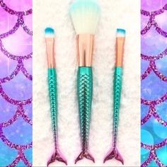 New! Mermaid Makeup Brushes Set Of 3 Completely New - Boutique Item! Beautiful And Soft! Blush And Powder Brush Angled Eyeshadow Detail Brush Flat Brush-Perfect For Concealer And Eyeshadows Fast Shipping 20% Off On Bundles Of 2 Or More Items Other Listings: Mermaid Cute Unicorn Makeup Eyeshadow Lipgloss Lipstick Too Faced Urban Decay Anastasia Benefit Highlighter Glitter Pink Elf Tarte Milani Nars Kat Von D Nyx Colour Pop Wet N Wild Becca It Cosmetics The Balm Bare Minerals Mac Benefit Highlighter, Mermaid Makeup Brushes, Unicorn Makeup, Makeup Brushes Set, Mermaid Makeup, Colour Pop, Bare Minerals, It Cosmetics, Flat Brush