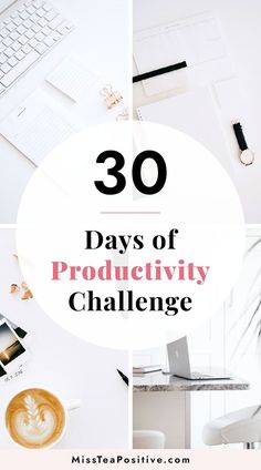 How to be more productive in 1 month? Here's a 30 day productivity challenge to help you! It includes proven tips and habits to improve productivity, day routine ideas, ways to stay organized at work for one month, fail-proof things to do to become productive, monthly motivation for being productive and more! Stay Organized At Work, Ways To Stay Organized, Organized At Work, Become Productive, Productivity Challenge, Being Productive, Day Routine, Routine Ideas