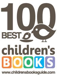 the 100 best children's books logo is shown in black and white, with colorful letters