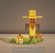 a scarecrow is the perfect decoration for all fields in this minecraft creation video game