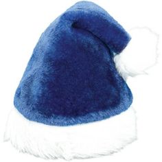 a blue and white santa hat on a white background