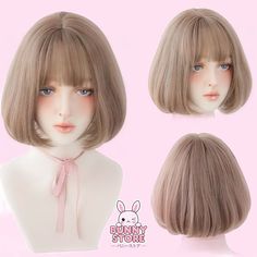 Boyfriend Hair, Asian Makeup Looks, Kawaii Wigs, Chica Cool, Kawaii Hairstyles, Hair Tutorials Easy, Shot Hair Styles, Beautiful Wigs, Short Hair Color