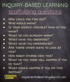 a blackboard with the words inquiry - based learning scaffolding questions