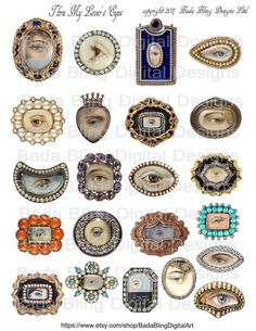 Era Victoria, Lovers Eyes, Art Terms, Georgian Era, Jewelry Lockets, Digital Collage Sheets, Victorian Jewelry, Eye Art, Eye Jewelry