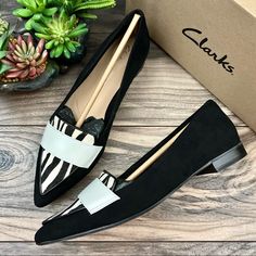 Nib Clarks Laina15 Loafer Pointed Toe Leather Ballet Flats Zebra Print Condition: New In Box Size: Women’s Us 8.5m, Eu 39.5 :: Orders Are Shipped The Same Or The Next Business Day Excluding Sat & Sun. Mq-2201-026/2990 Zebra Print Shoes, Print Shoes, Womens Clarks, Leather Ballet Flats, Clarks Shoes, Zebra Print, Ballet Flats, The Next, Loafers