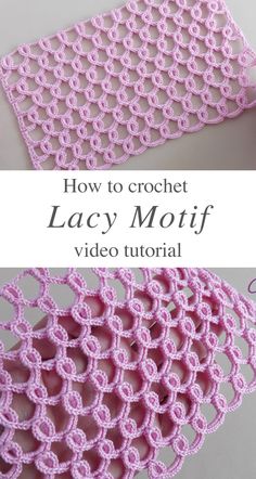 crochet lacy motif with text overlay that says how to crochet lacy motif