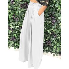 White Button Wide Leg Pants with Packet Bottoms Pants, Leg Pants, Wide Leg Pants, Wide Leg, Pants, White, Trousers