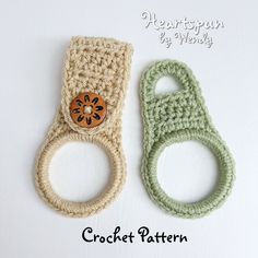 two crocheted items are sitting next to each other