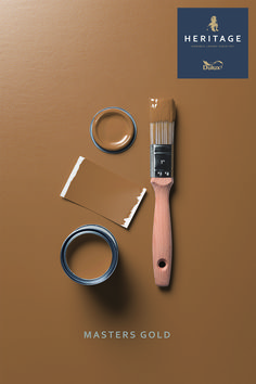 Dulux Heritage Masters Gold Dulux Heritage Brushed Gold, Dulux Colour Schemes, Antique Gold Paint, Gold Paint Colors, Yellow Color Combinations, Stylish Bedroom Design