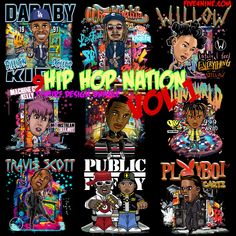 the hip nation vol 2 cover art for various album covers, including two men and one woman