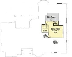 the second floor plan for this house shows the living room and dining area, as well as an attic space