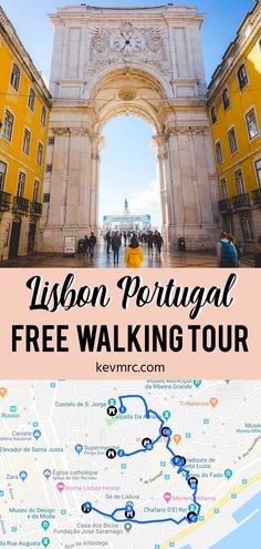 a map with the words lisbon portugal free walking tour in front of it and an image of