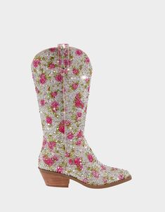 DALAS FLORAL RHINESTONES Cowboy Boot Style, Cowgirl Princess, Pearl Boots, Bling Boots, Country Fest, Rhinestone Boots, Lady In Pink, Cowgirl Clothes, Rodeo Style