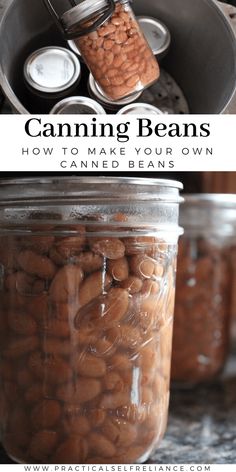 jars filled with beans sitting on top of a counter