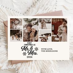 a christmas card with the words merry and mr and mrs