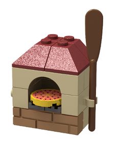 a toy oven with a spoon in it