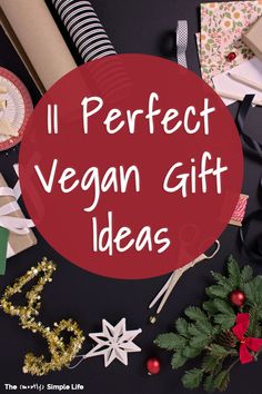 the words,'i perfect vegan gift ideas'are surrounded by christmas decorations